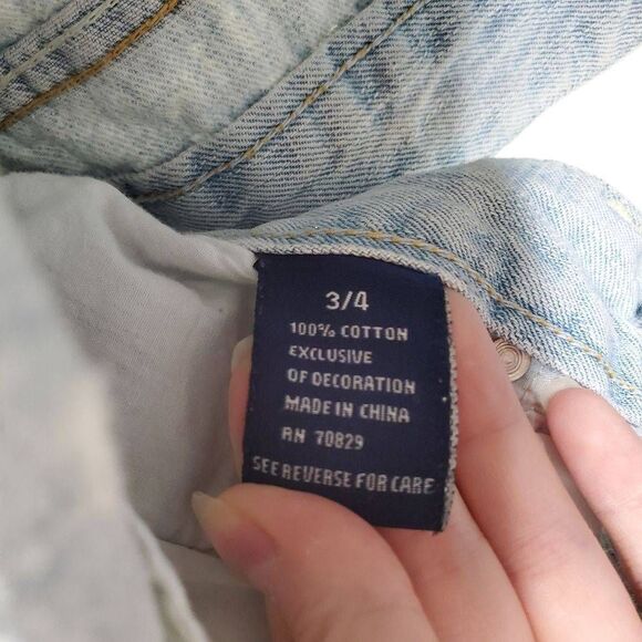 Rue21 Y2K Embelished Distressed Lightwash Jean Mini Skirt Size 3/4 - Picture 8 of 10